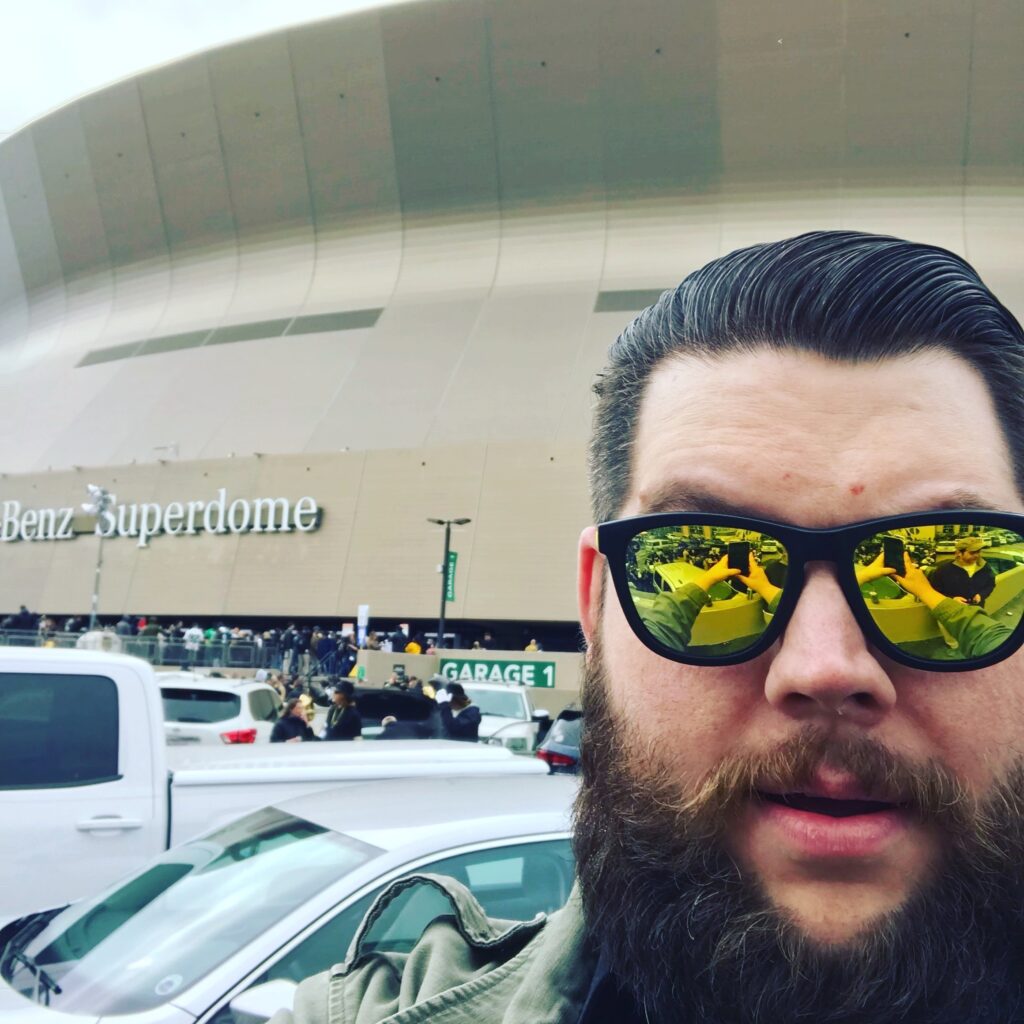 Bradley Huber, outside the Super Dome